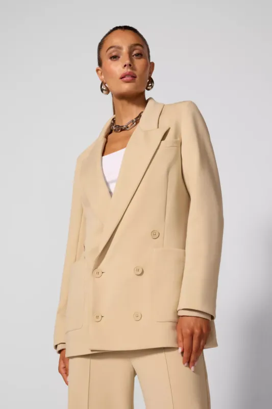 Double Breasted Blazer - Brown Rice sold by MPG