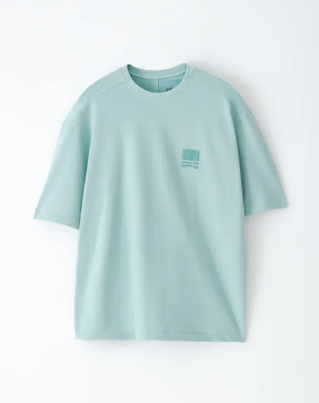 Camiseta oversized fit manga corta azul sold by Gef