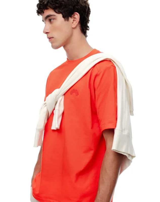 Camiseta oversized fit manga corta naranja brillante sold by Gef