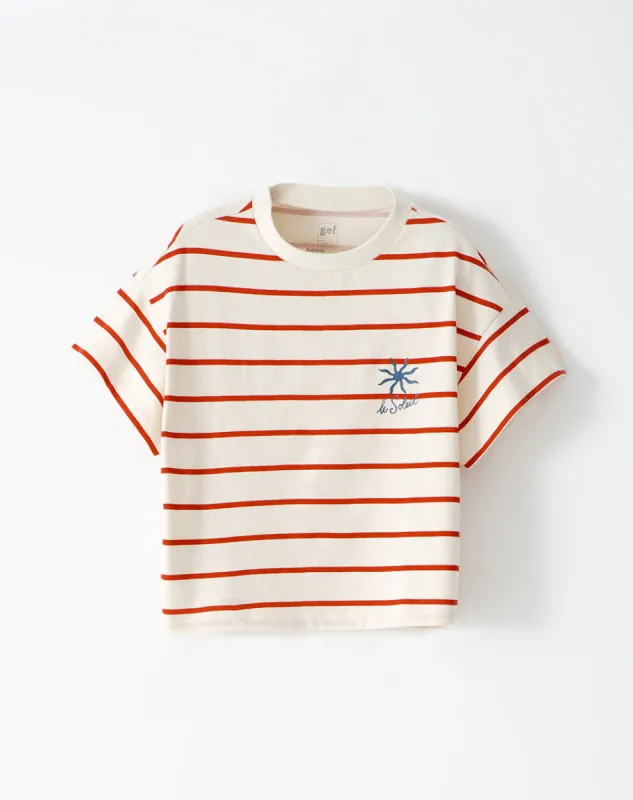 Camiseta regular fit manga corta rojo rayas sold by Gef