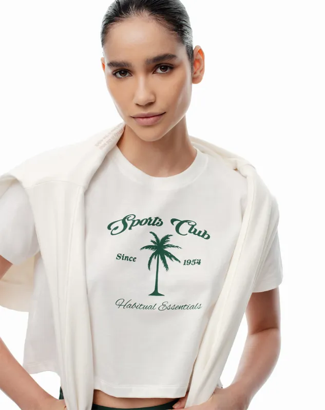 Camiseta cropped fit manga corta blanca sold by Gef