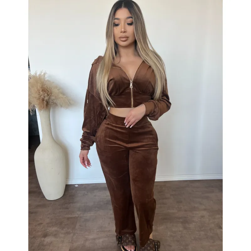 Taylor Jogger Set (Chocolate) sold by OOTDFash