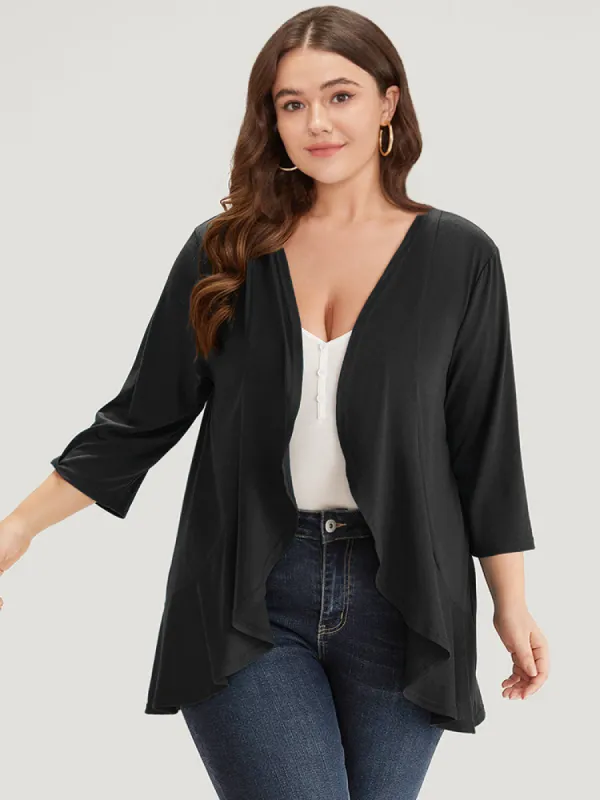 Supersoft Essentials Drape Open Front Flutter Hem Kimono sold by Bloomchic