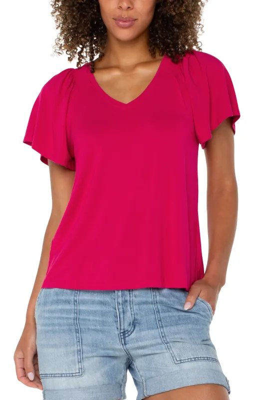 PETITE FLUTTER SLEEVE KNIT TOP sold by Liverpool Jeans Company