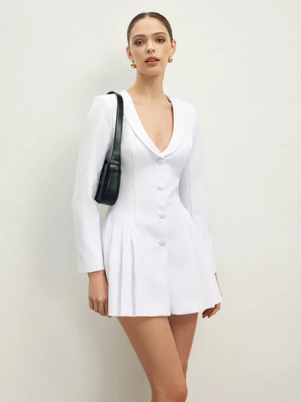 Lapel Breasted Pleated Dress sold by COMMENSE