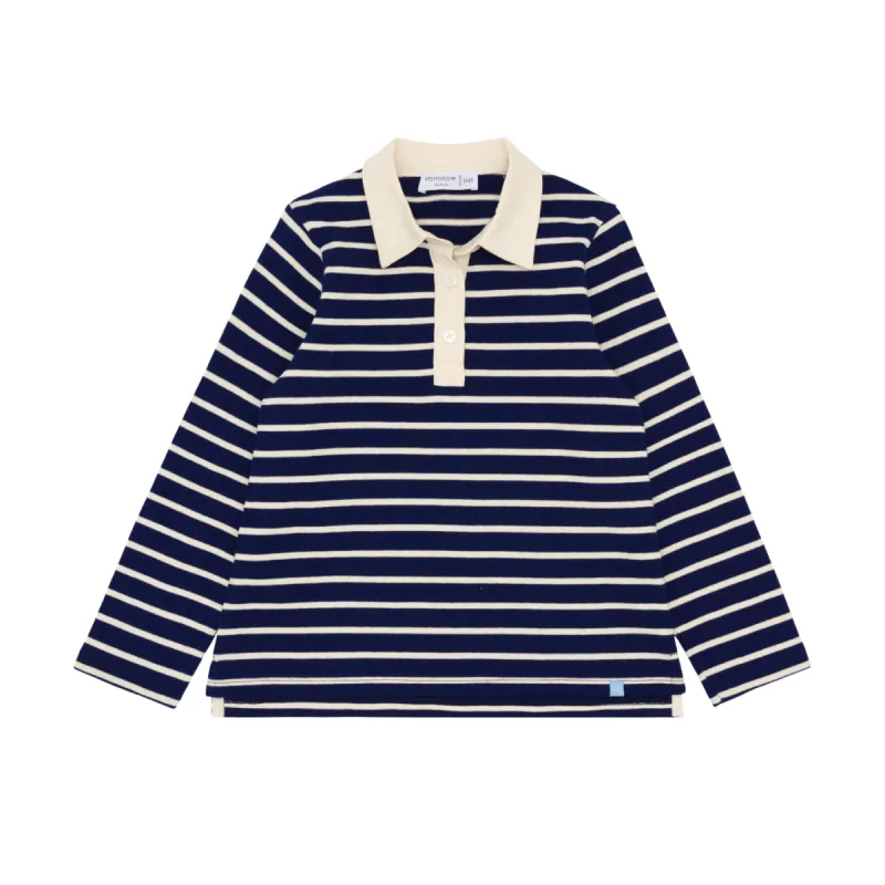 unisex navy stripe rugby shirt sold by minnow
