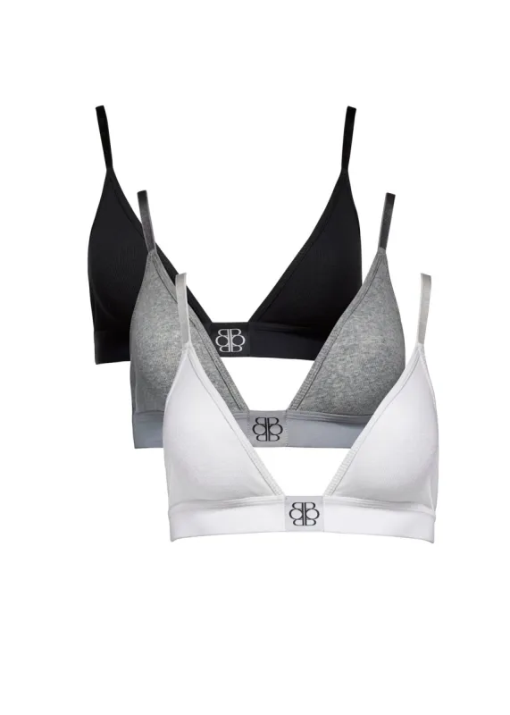 Cotton Rib Triangle Bralette - 3 Pack sold by Trunfio