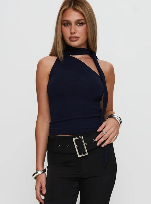 Anderstone Neck Tie Top Navy sold by Princess Polly