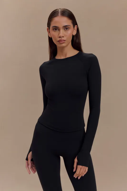 Eliana Long Sleeve Active Top - Black sold by Meshki