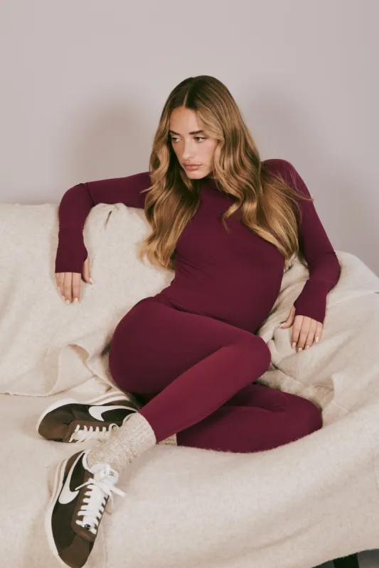 Eliana Long Sleeve Active Top - Burgundy sold by Meshki