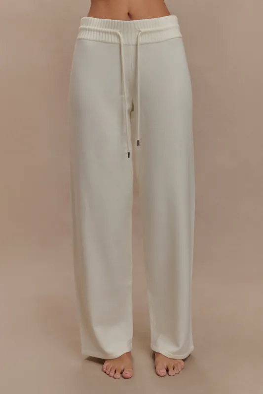 Natalya Knit Wide Leg Pants - Ivory sold by Meshki