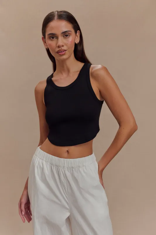 Morgana Ribbed Tank Top - Black sold by Meshki