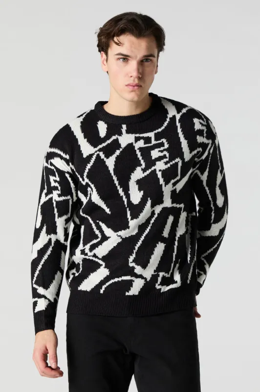 Chandail en tricot jacquard avec lettre sold by Urban Planet