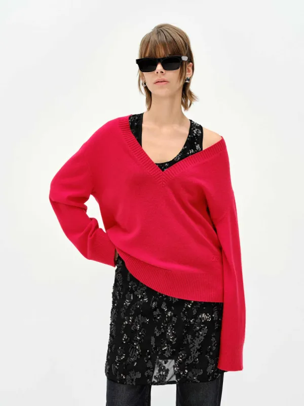 V-neck Loose Knit Sweater sold by Mo&Co