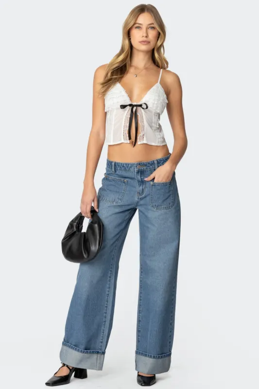 Madi Cuffed Low Rise Jeans sold by Edikted