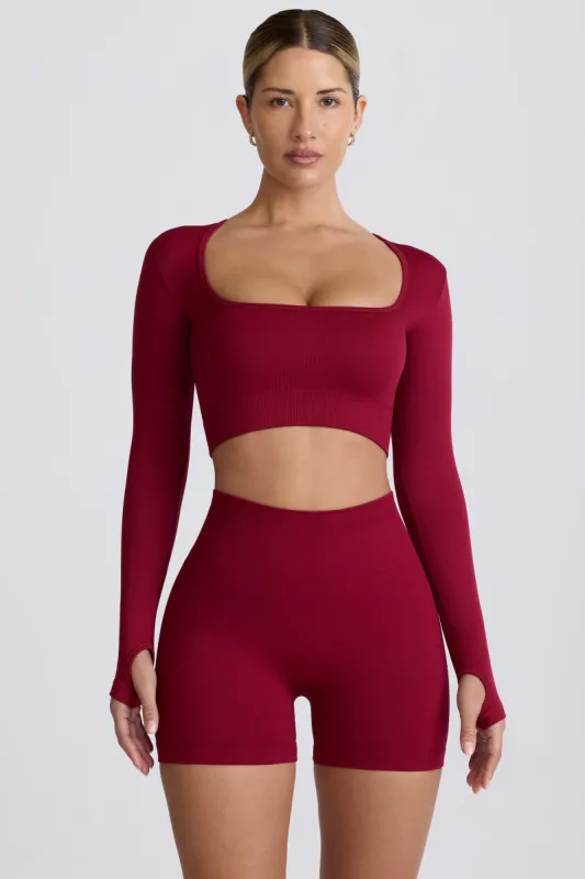 Super Sculpt Seamless Long-Sleeve Crop Top in Burgundy sold by Bo + Tee