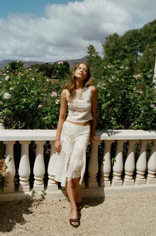 Maeve Midi Skirt | White Lace sold by With Jean