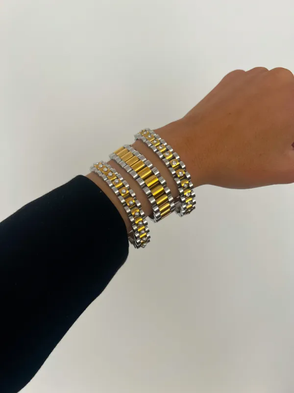 PEARL TWO TONED WATCH BAND BRACELET sold by Buddy Love