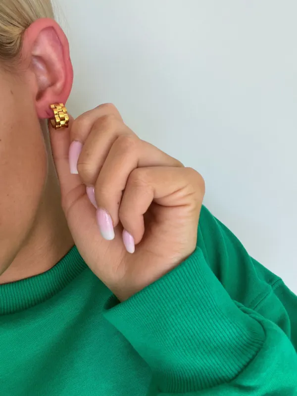 SMALL GOLD ROLLY HOOPS sold by Buddy Love