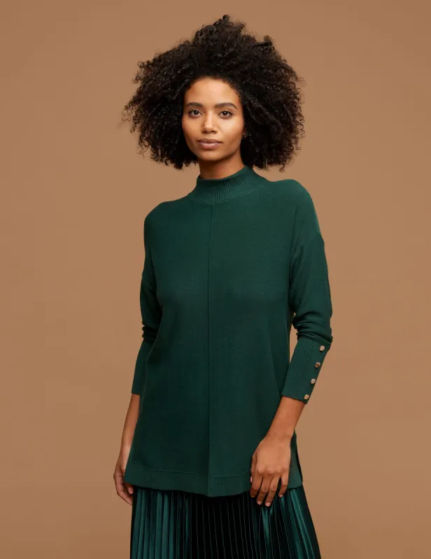 Mock Neck Long Sleeve Sweater With Buttons - Sale sold by Anne Klein