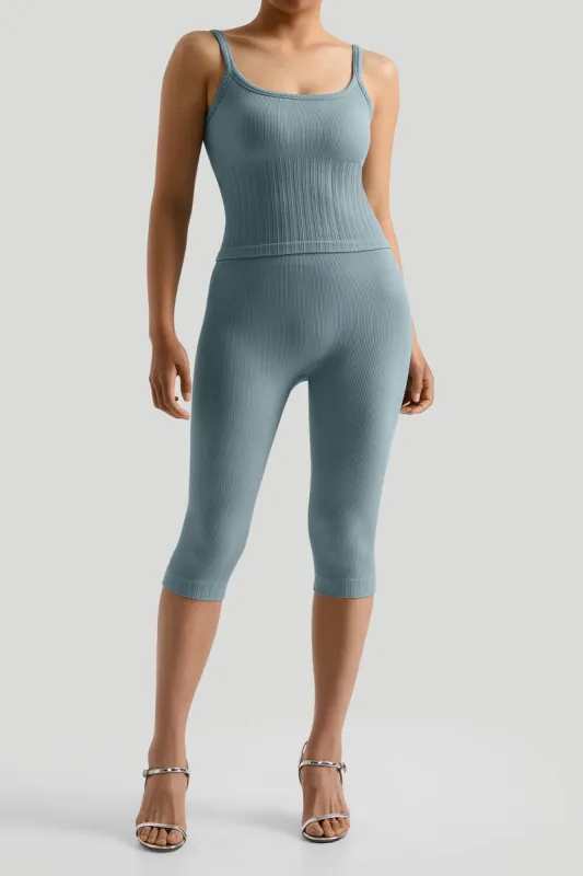 Ribbed Tank Top Capri Pants Set sold by MOOSLOVER