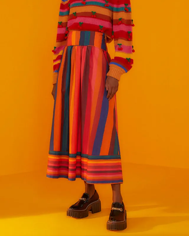 Banana Sky Stripe Midi Skirt sold by ban.do