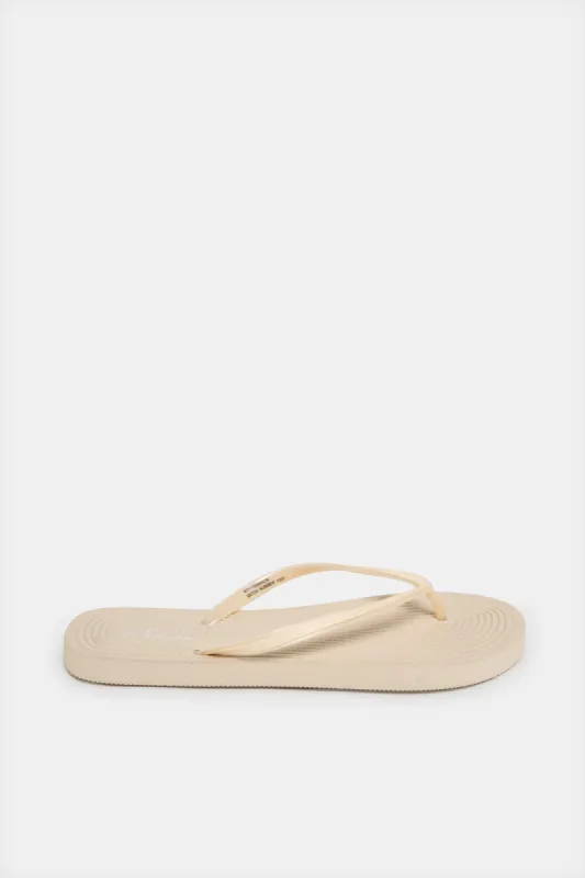 Women Beige Glitter Flip Flop sold by Redtag