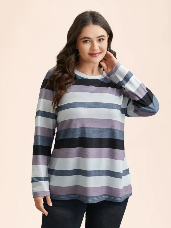 Multi-Color Stripes Stretchy T-Shirt sold by Bloomchic