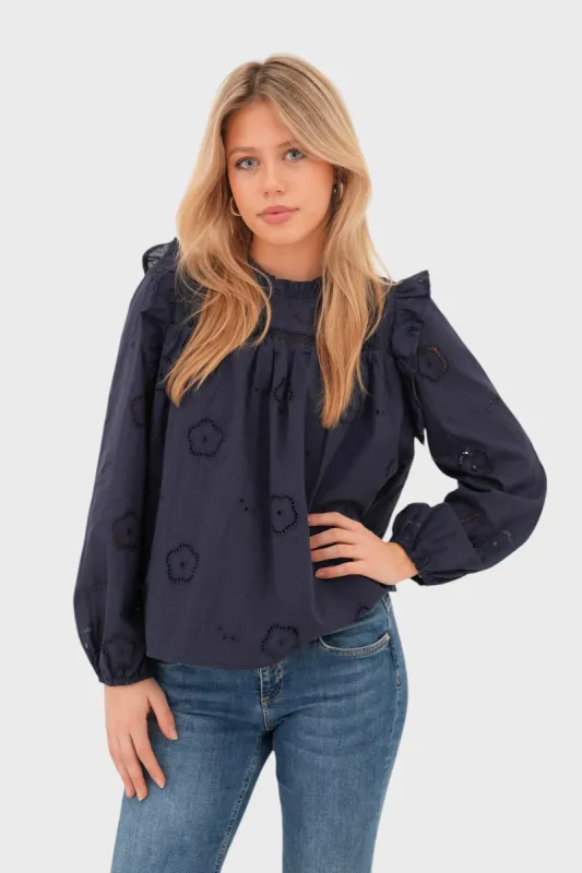 "Hope" blouse navy sold by Meet Me There