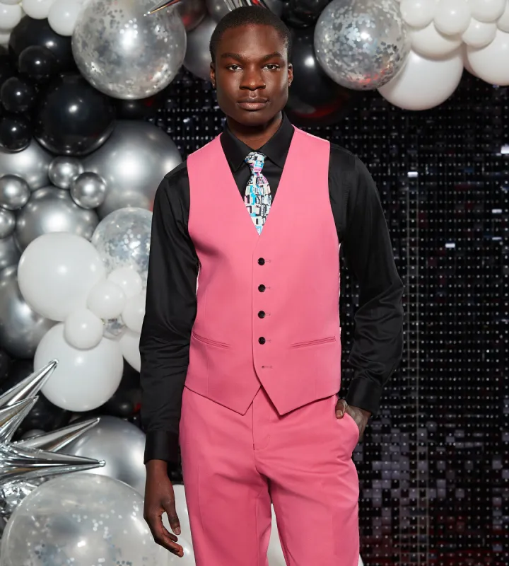 Bright Pink Solid Suit Vest sold by Tip Top