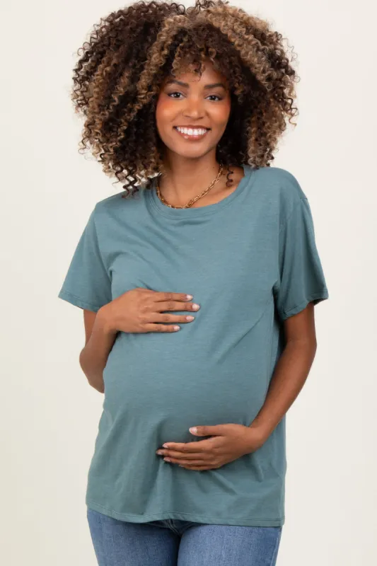 Light Olive Basic Maternity Tee sold by Pinkblush