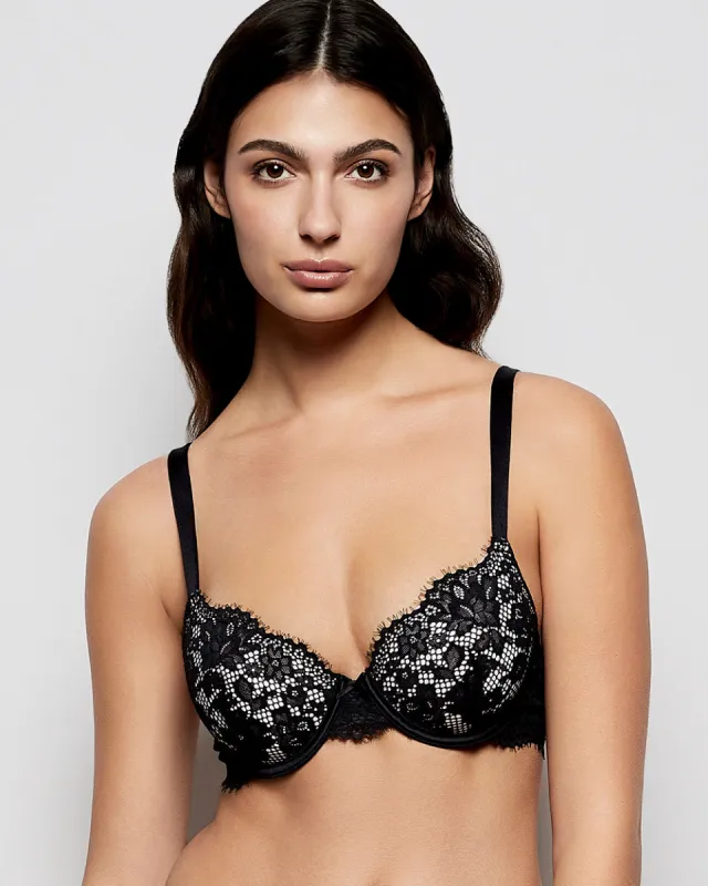 Lightly Lined Lace Full Coverage Bra in Black and Pink sold by La SENZA