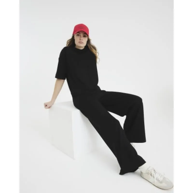 Black High Waisted Wide Leg Joggers sold by River Island