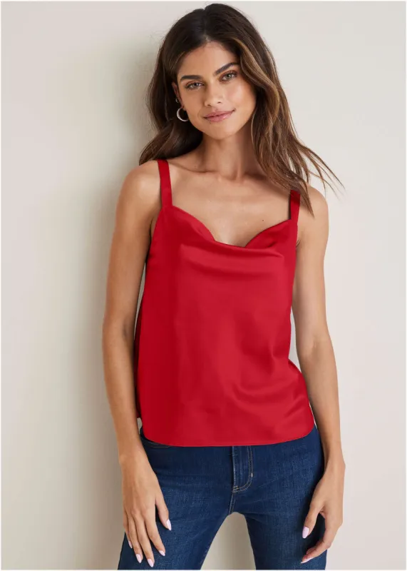 Cowl Neck Tank - Red sold by VENUS