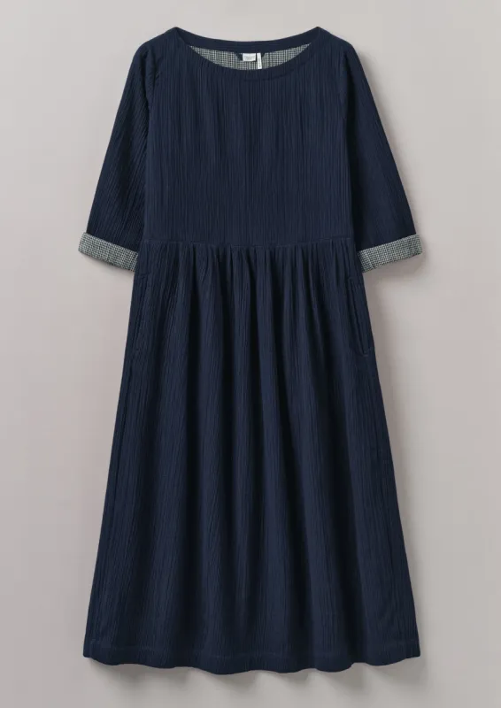 Freya Crinkle Cotton Dress | Indigo Blue sold by TOAST