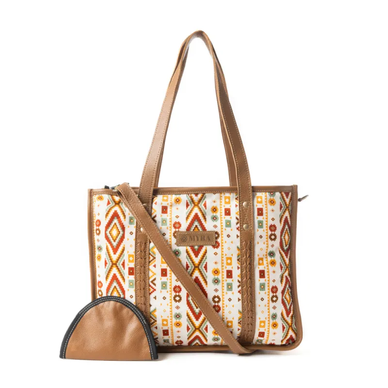 Mesa Flight Tote Bag In Red & Brown sold by Myra Bag