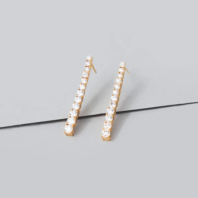 Pave 14K Gold Vermeil Tennis Earrings sold by Wanderlust and Co