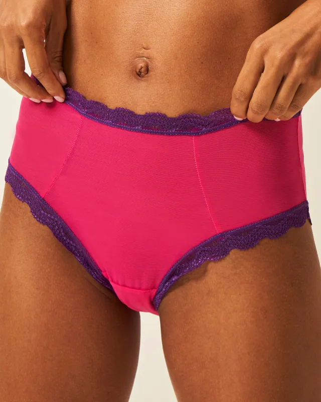 Mesh High Rise Knickers - Raspberry & Purple Mesh sold by Stripe & Stare