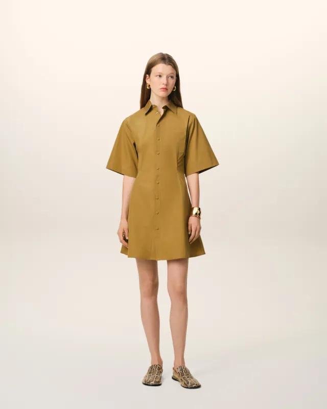 Robe Chemise Moutarde Manches Courtes En Coton sold by Ami