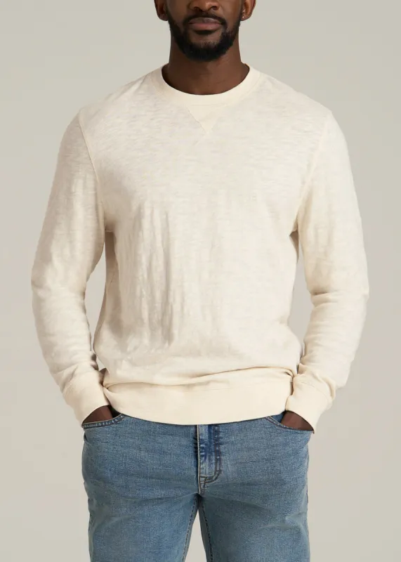 Sunwashed Slub Crewneck for Tall Men in Ivory White sold by American Tall