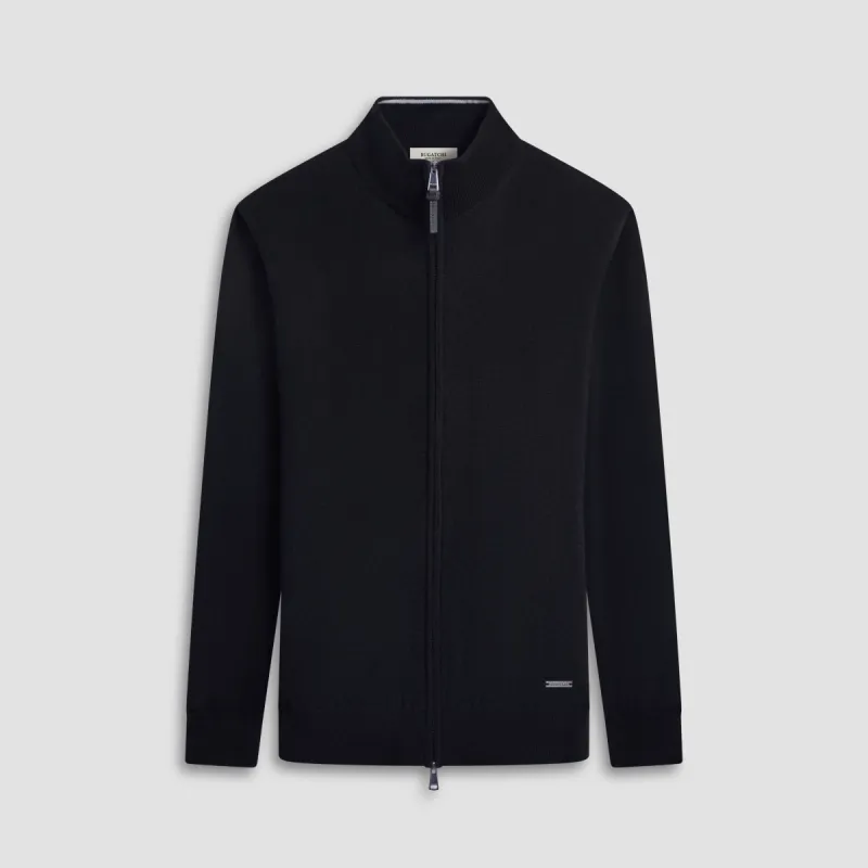 Super Merino Mock Neck Full Zip Sweater sold by Bugatchi