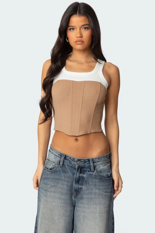 Ila Contrast Layered Corset sold by Edikted
