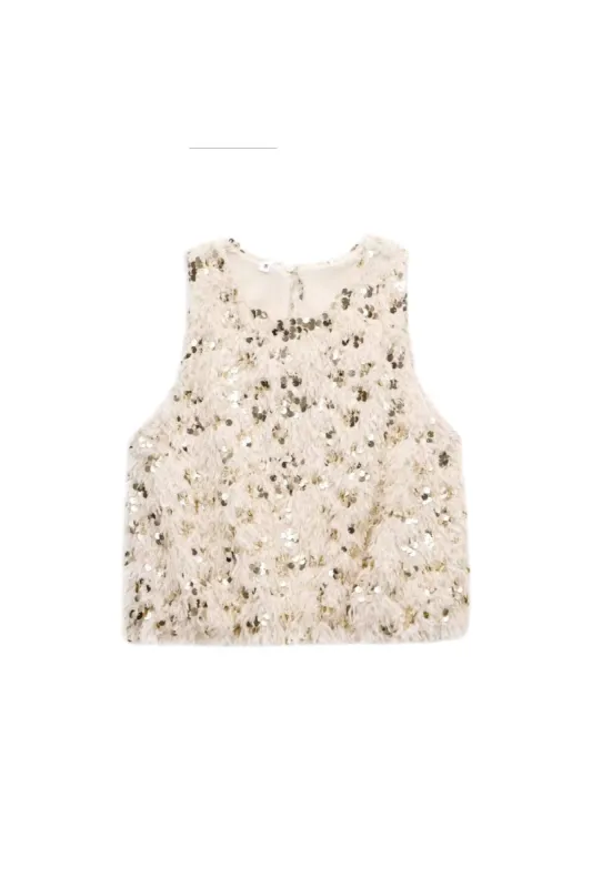 'Avery ' Round Neck Sequined Vest sold by Goodnight Macaroon