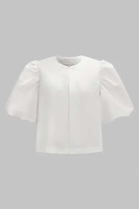 Satin ruched kortærmet shirt sold by Micas