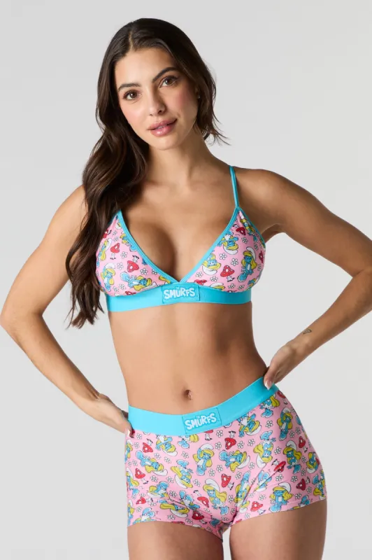 Ensemble avec bralette triangulaire et caleçon à imprimé Smurfs sold by Urban Planet