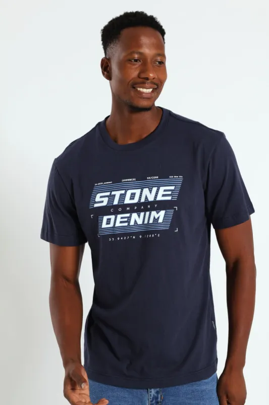 Stone Dnmco Print Tee - Navy sold by Edgars 