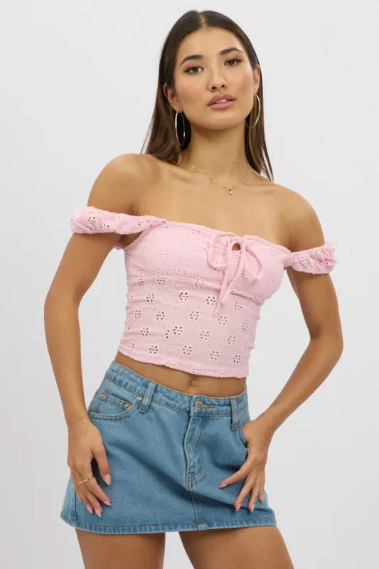 Pink Eyelet Top Sleeveless sold by Ally Fashion