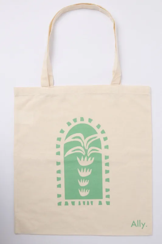 Green Print Tote Bag Printed Balmy Palm sold by Ally Fashion