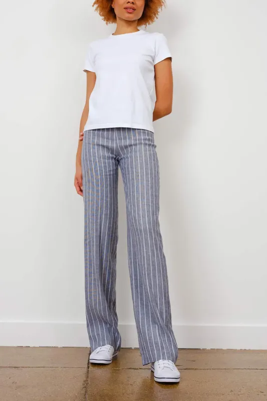 FLAVIA Linen Stripes Glimmer Indigo sold by Avenue Montaigne