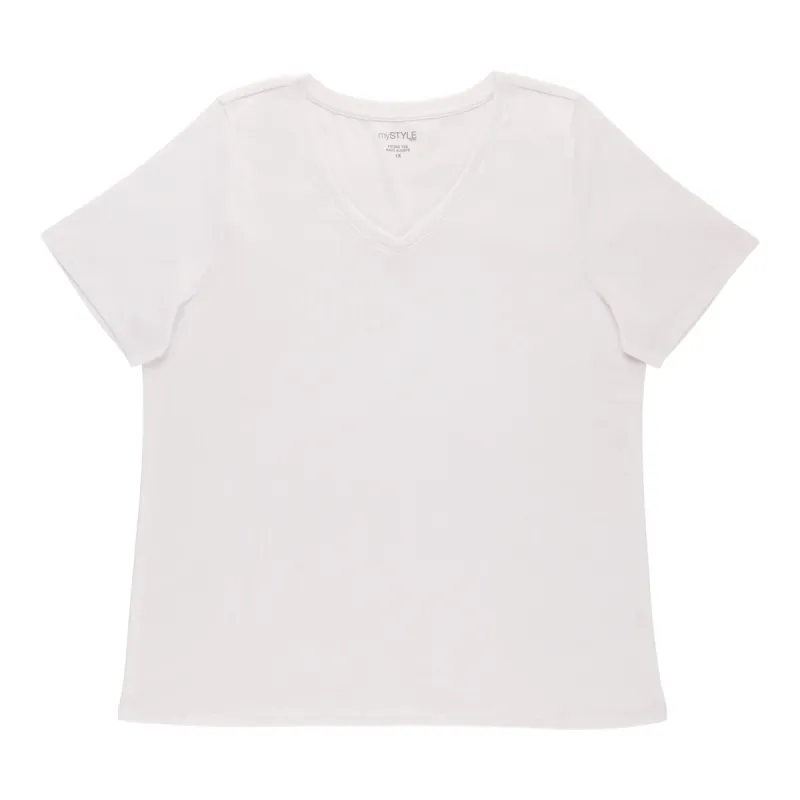 mySTYLE Women's Plus V-Neck Fitted Tee sold by Giant Tiger